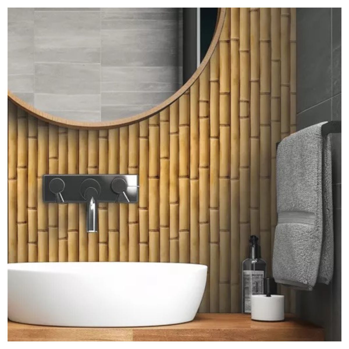 Papel De Parede Auto Adesivo Decorativo Bambu Lavável Papel De Parede Auto Adesivo Decorativo Bambu Lavável